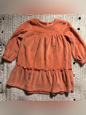 Kids Long Sleeve Ruffle Hem Dress - Orange